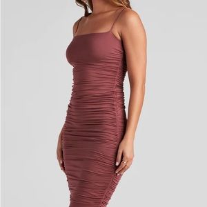 Ruched Knit Midi Dress